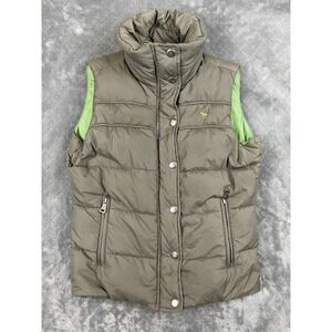 Vintage Abercrombie & Fitch Down Puffer Vest Small Green Brown AS IS Zipper